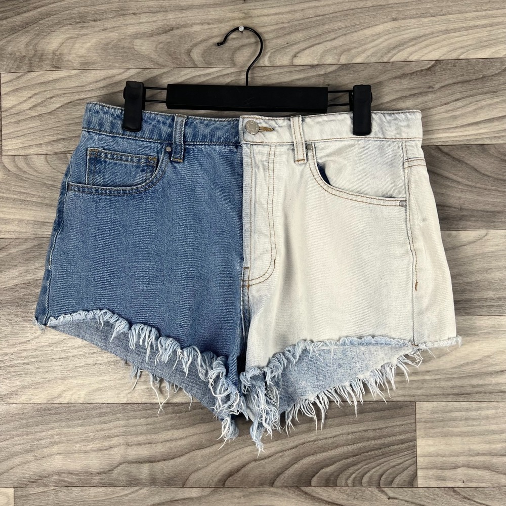 Indigo Rising Cutoff Shorts Women's 9/29 Blue Denim Cotton Light Wash Button Fly